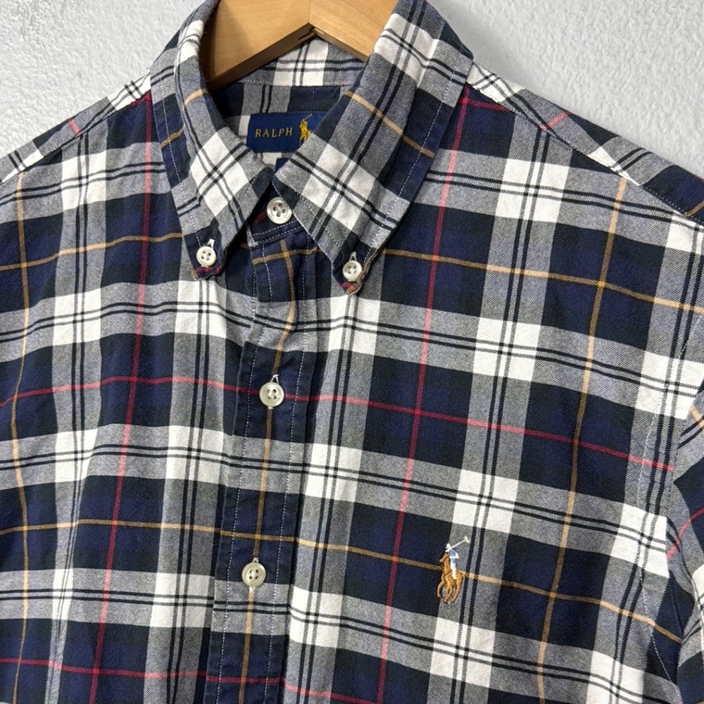 Ralph Lauren Men's Plaid Shirt - Blue and‎ White